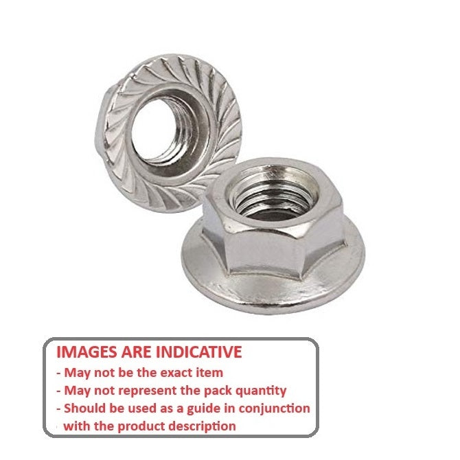 1063685 | NT050M-FS-S4 (10 Pcs) --- Flanged Nuts - M5 - 5x0.8mm - 304 Stainless Serrated Nut