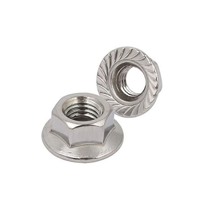 1087225 | NT095C-FS-S4 (50 Pcs) --- Flanged Nuts - 3/8-16 UNC - 9.53mm - 304 Stainless Serrated Nut