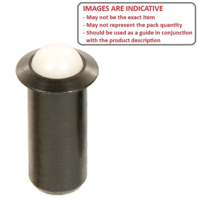 1048776 | PLBP-032-064-SN-006 --- Ball Push Fit Plungers - 3.18x6.4 mm - 1.8 N Stainless Body - Nylon Polyamide 6/6 Plunger