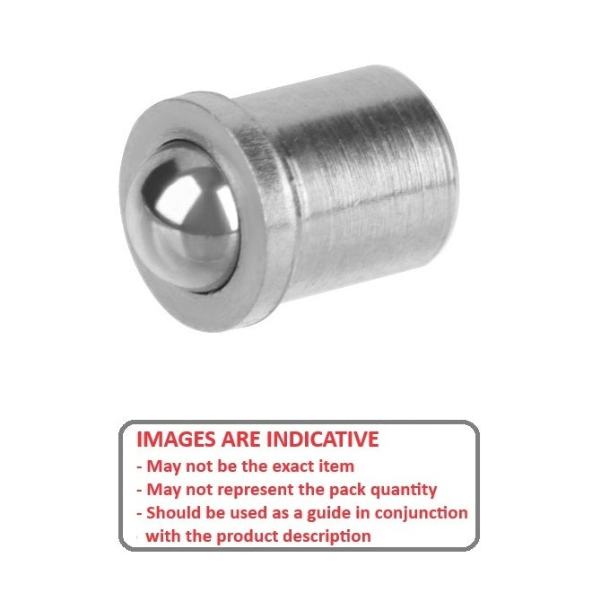 1071194 | PLBP-064-120-S3-031 --- Ball Push Fit Plungers - 6.35x12 mm - 13.4 N Stainless Body - Stainless Steel 400 Series Hardened Plunger