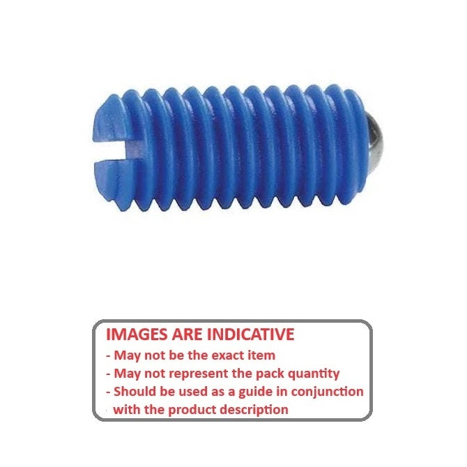 1044751 | PLBT-030M-080-AS-005 (40 Pcs) --- Ball Threaded Plungers - M3 - 3x0.5mm - 8 mm - 2 N Acetal Body - Acetal with Stainless Ball Plunger