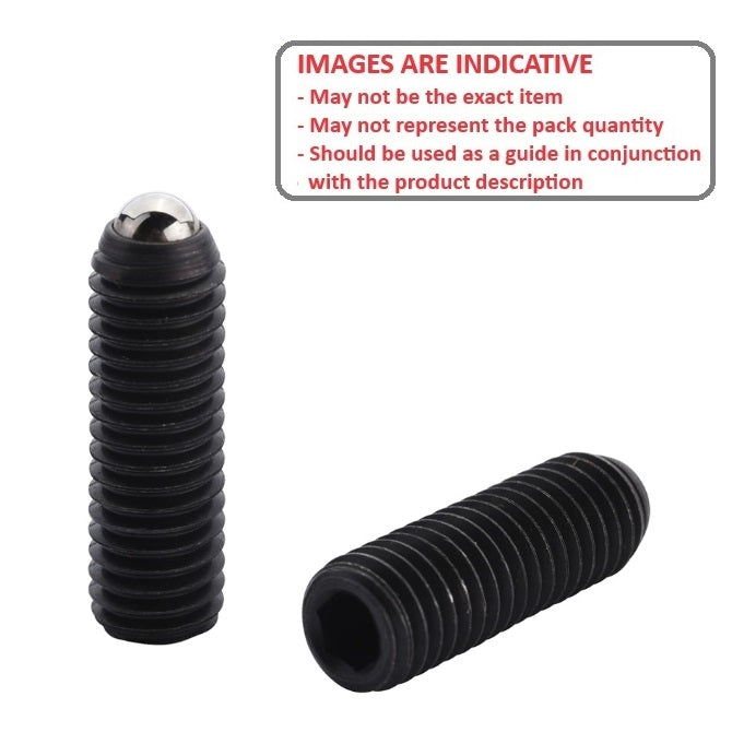 1225558 | PLBT-080M-160-CZ-020 (10 Pcs) --- Ball Threaded Plungers - M8 - 8x1.25mm - 16 mm - 7 N Steel Body - Carbon Steel Zinc Plated Plunger