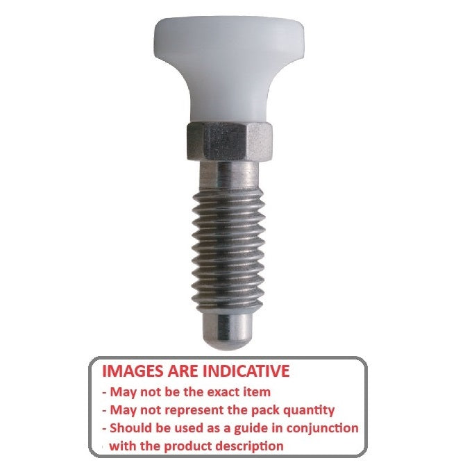 1091018 | PLST-100-200-HS-009 --- Spring Plungers - M10 - 10x1.5mm - 20 mm - 1 N Acetal Handle - Stainless Steel with Acetal Plunger