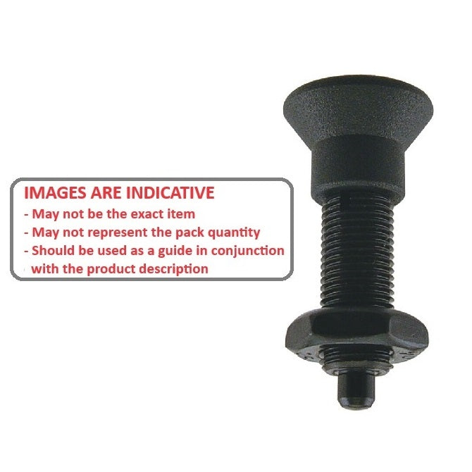 1081825 | PLIT-040-080-100-39-KPUN-C --- Indexing Pull Knob Plungers - M8 Fine - 8x1mm - 38.5 mm - 2.7 N No Collar - Steel Plunger