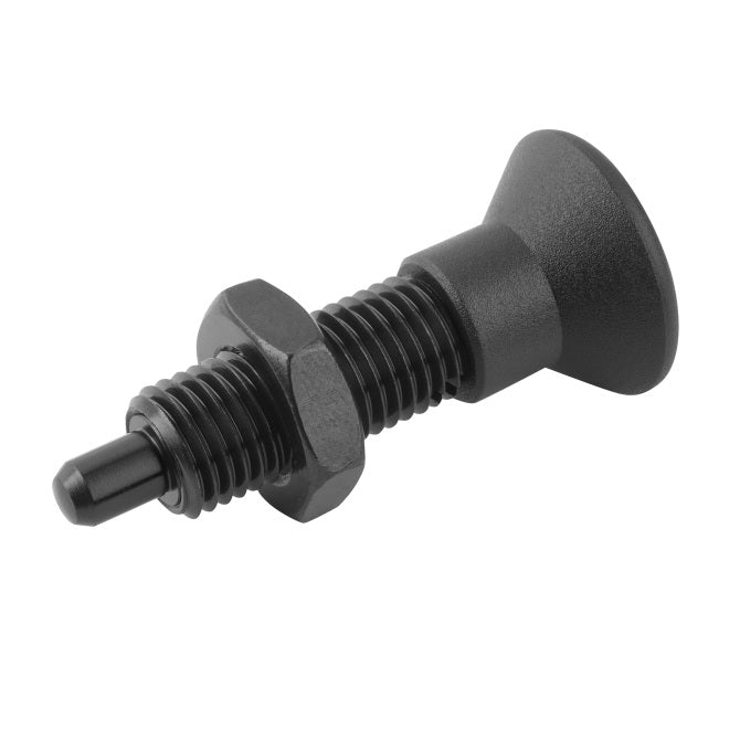 1081825 | PLIT-040-080-100-39-KPUN-C --- Indexing Pull Knob Plungers - M8 Fine - 8x1mm - 38.5 mm - 2.7 N No Collar - Steel Plunger