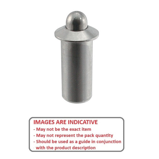 1071727 | PLSP-064-132-S3-027 --- Spring Push Fit Plungers - 6.35x13.2 mm - 11.1 N - Stainless Steel