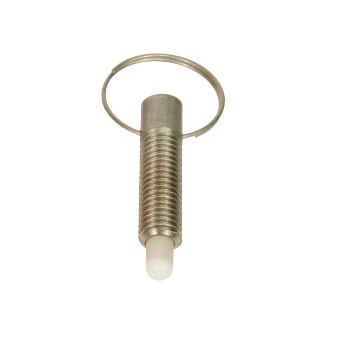 1102079 | PLST-127C-365-RASL-022 --- Spring Plungers - 1/2-13 UNC - 12.7mm - 36.5 mm - 11.1 N Pull Ring - Stainless Steel Body with Acetal Plunger