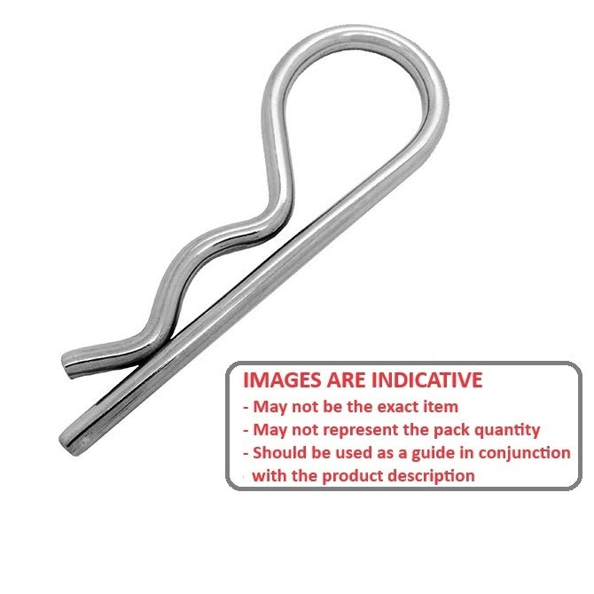 1042466 | RCL-025-065-S4 (5 Pcs) --- Single Coil R Clips - 2.5x65 mm - 304 Stainless Steel Clip