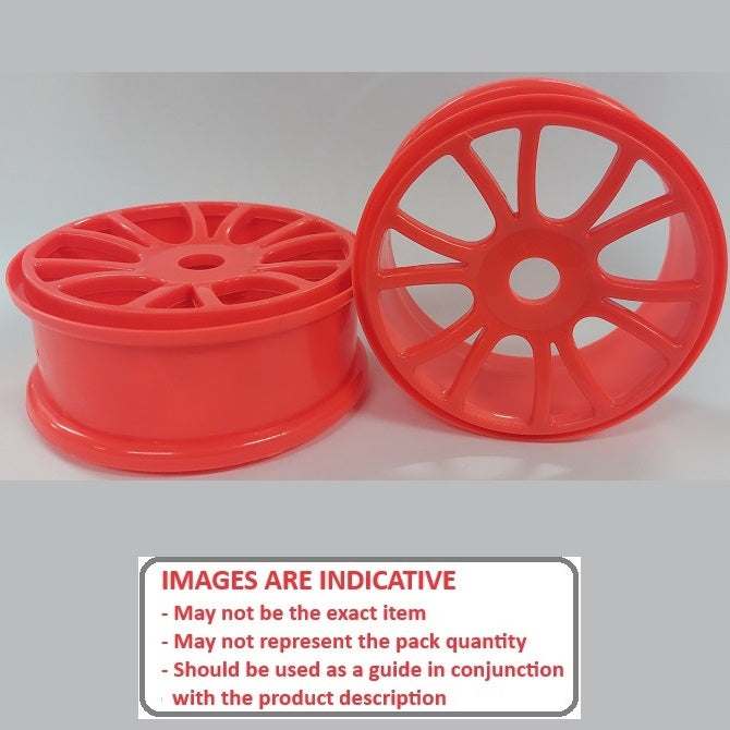 1225053 | RM-8O-080-O-6 (2 Pcs) --- RC Car Rims Hobby - Rim Colour Fluro Orange 6 Split Spoke Eighth Scale - Plastic Rim
