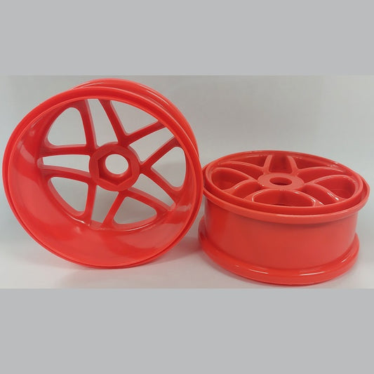 RC Car Rims Hobby - Rim Colour Red 5 Split Spoke - Plastic