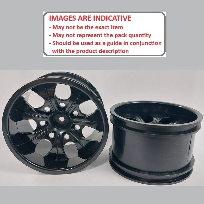 1225135 | RM-XM-078-BK-7 (2 Pcs) --- RC Car Rims Hobby - Rim Colour Black 7 Spoke Monster Truck Tenth Scale - Aluminium Rim