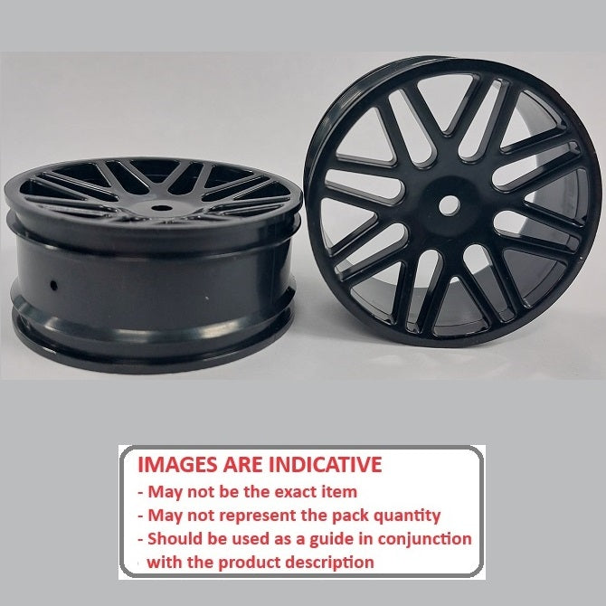 1225531 | RM-XO-060N-BK-16 (2 Pcs) --- RC Car Rims Hobby - Rim Colour Black 16 Spoke Tenth Scale - Aluminium Rim
