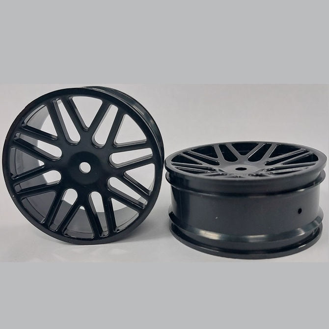 1225531 | RM-XO-060N-BK-16 (2 Pcs) --- RC Car Rims Hobby - Rim Colour Black 16 Spoke Tenth Scale - Aluminium Rim