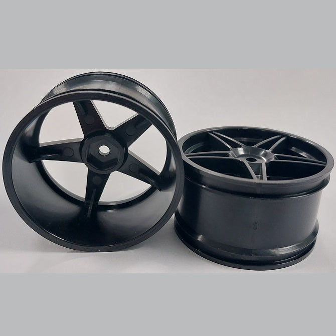RC Car Rims Hobby - Rim Colour Black 5 Spoke - Plastic