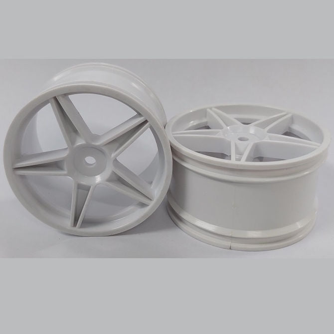1224961 | RM-XO-060W-W-5 (2 Pcs) --- RC Car Rims Hobby - Rim Colour White 5 Spoke Tenth Scale - Aluminium Rim