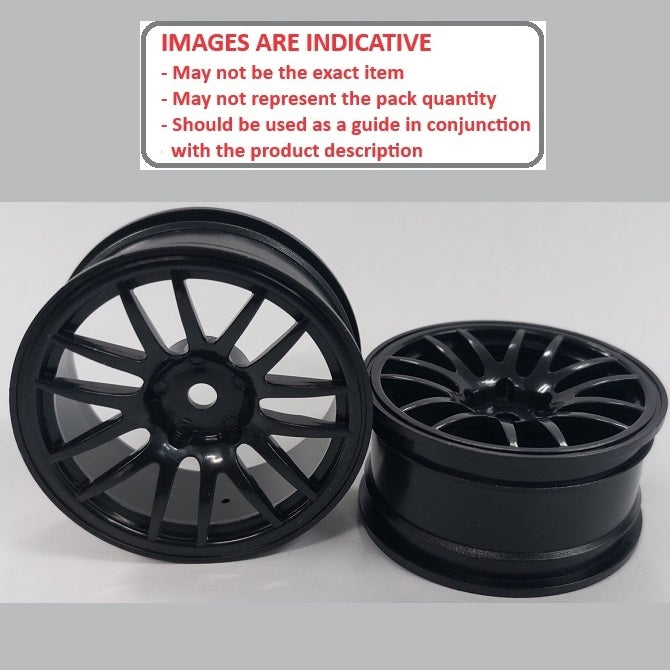 1225466 | RM-XR-052-BK-14 (2 Pcs) --- RC Car Rims Hobby - Rim Colour Black 14 Spoke Tenth Scale - Plastic Rim
