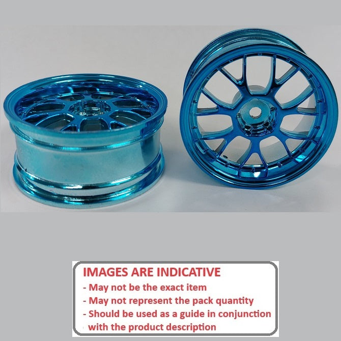 1225136 | RM-XR-052-BU-7K (2 Pcs) --- RC Car Rims Hobby - Rim Colour Blue 7 Fork Spoke Tenth Scale - Plastic Rim