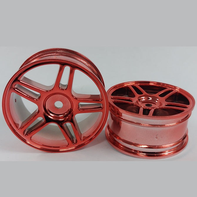 RC Car Rims Hobby - Rim Colour Red 5 Split Spoke - Plastic