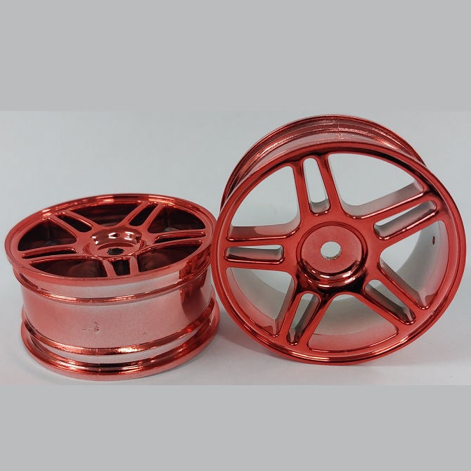1224953 | RM-XR-052-R-5T (2 Pcs) --- RC Car Rims Hobby - Rim Colour Red 5 Split Spoke Tenth Scale - Plastic Rim