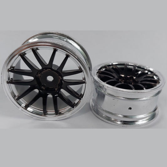 RC Car Rims Hobby - Rim Colour Silver with Black 12 Spoke
