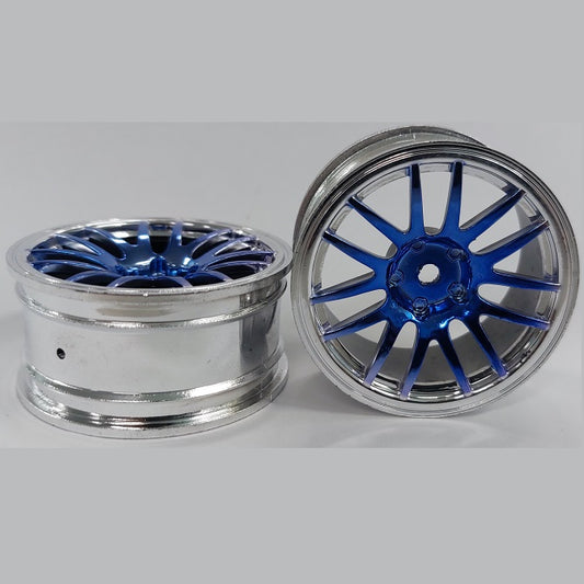 RC Car Rims Hobby - Rim Colour Silver with Blue 12 Spoke