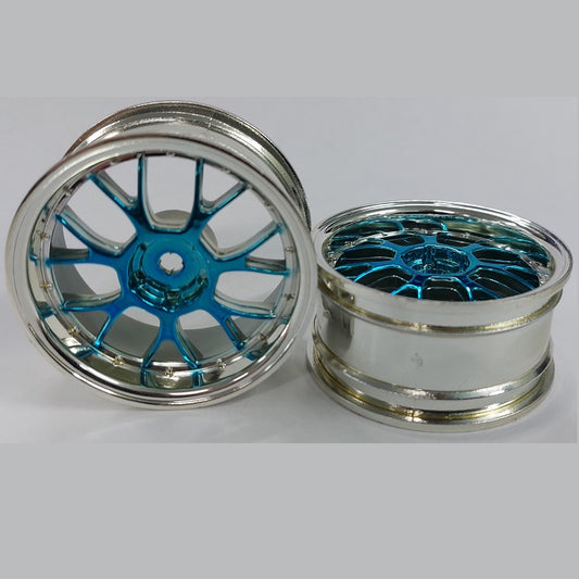 RC Car Rims Hobby - Rim Colour Silver with Blue 7 Fork Spoke