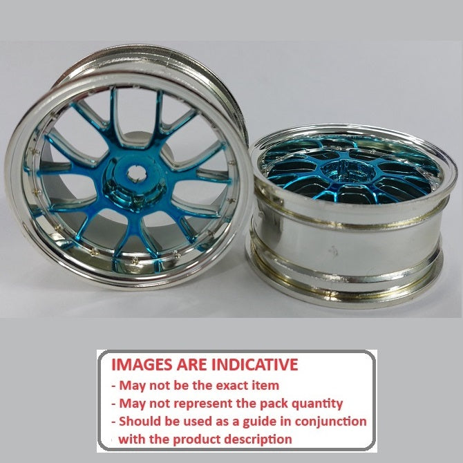 1225139 | RM-XR-052-SBU-7K (5 Pcs) --- RC Car Rims Hobby - Rim Colour Silver with Blue 7 Fork Spoke Tenth Scale - Aluminium Rim