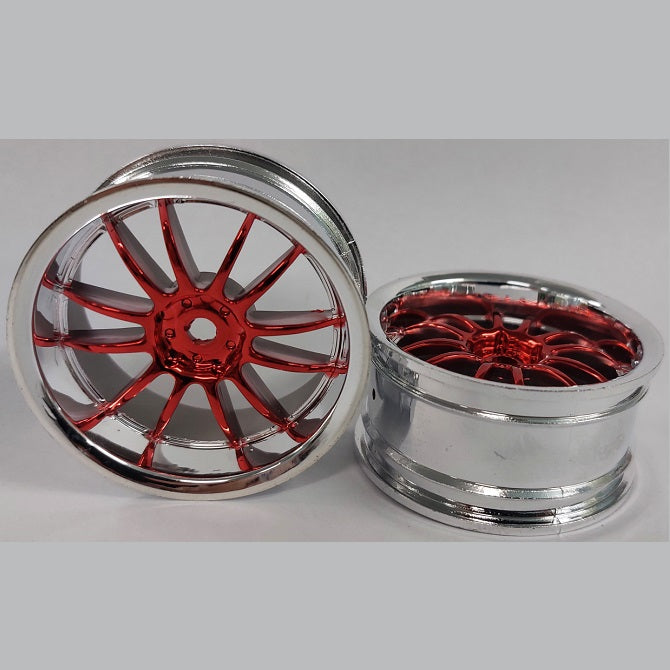 RC Car Rims Hobby - Rim Colour Silver/Red 12 Spoke