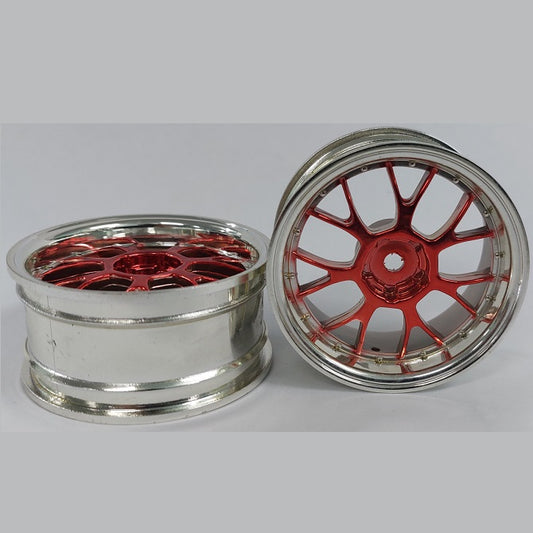 RC Car Rims Hobby - Rim Colour Silver/Red 7 Fork Spoke - Plastic