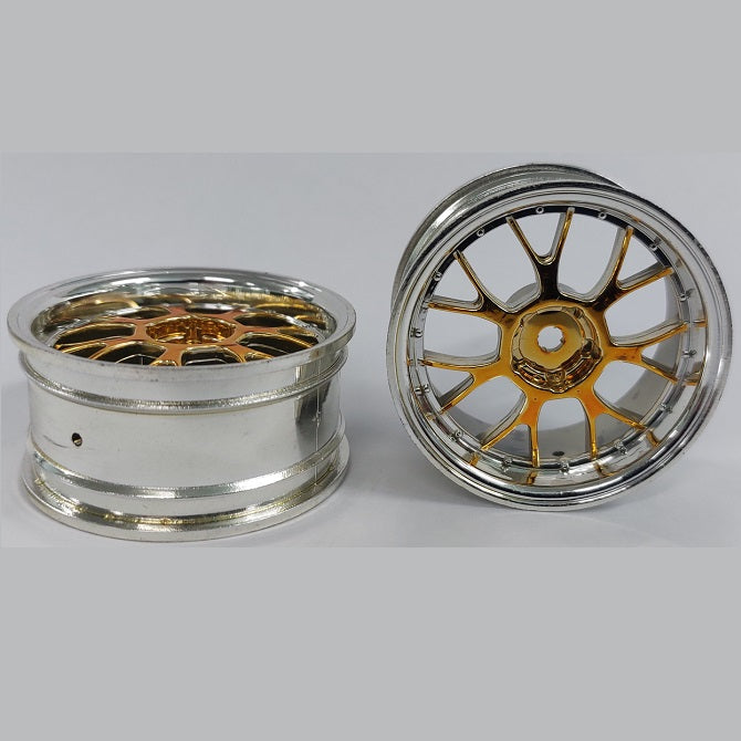 RC Car Rims Hobby - Rim Colour Silver with Yellow 7 Fork Spoke