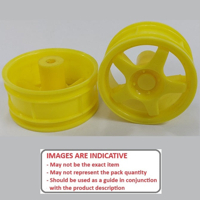 1224963 | RM-XR-052-Y-5 (2 Pcs) --- RC Car Rims Hobby - Rim Colour Yellow 5 Solid Spoke Tenth Scale - Plastic Rim