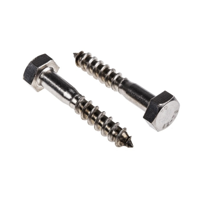 1088618 | SCT100MF-050-CO-S6 (5 Pcs) --- Coach Screws - Approx Diameter M10 Fine - 10x1.25mm - - 50 mm - Stainless Steel 316 Similar to A4, 18-10 Screw