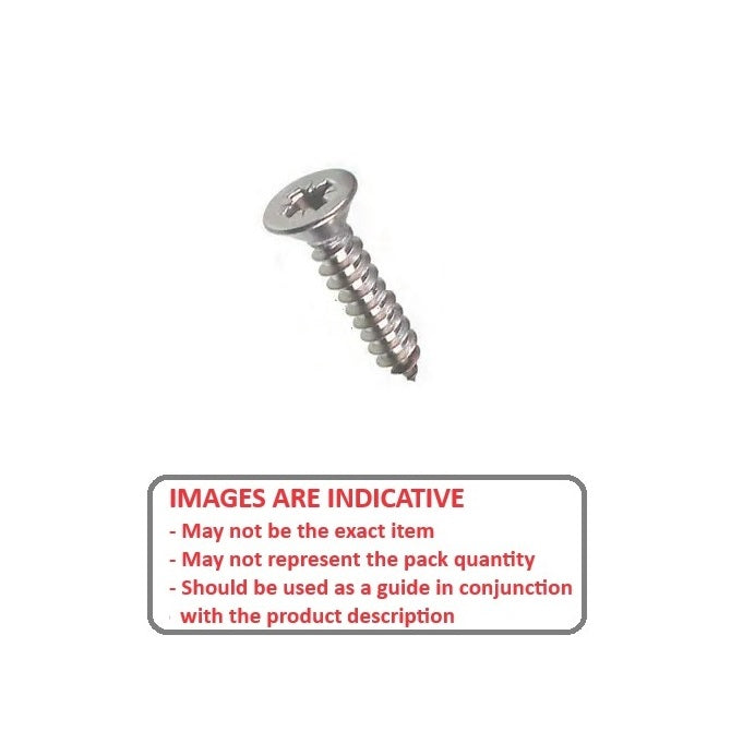 1064012 | SKT0540-025-PH-S6 (10 Pcs) --- Self Tapping Screws - 5.4x25.4 mm - 12 Countersunk - Stainless Steel 316 Similar to A4, 18-10 Screw