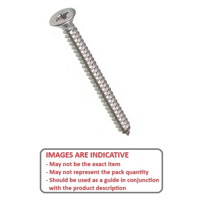 1049508 | SKT0350-045-PH-S6 (100 Pcs) --- Self Tapping Screws - 3.5x44.5 mm - 6 Countersunk - Stainless Steel 316 Similar to A4, 18-10 Screw