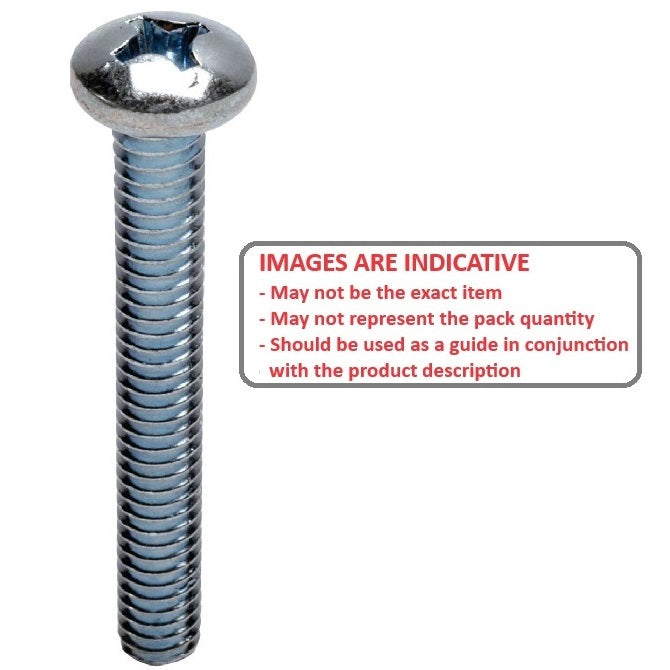 1069548 | SC064W-076-P-PH-CZ (50 Pcs) --- Pan Head Screws - 1/4-20 BSW - 6.35mm - 76.2 mm - Zinc Plated Steel Phillips Screw