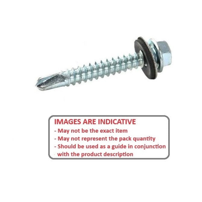 1069456 | SD064-038-HW-CZ (100 Pcs) --- Self Drilling Screws - 1/4-14 - 6.35mm - 38.1 mm - 100 Hex Washer Head - Steel Zinc Plated Screw