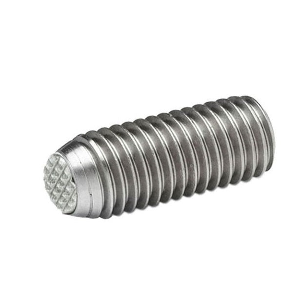 Diamond Knurled Tip Socket Set Screws - M12 - 12x1.75mm - 15.3 mm - 304 Stainless Steel with 440C Stainless HRC 50-55 tip