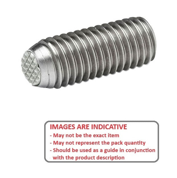 1113288 | SS160M-0240-S4-S440-DKT --- Diamond Knurled Tip Socket Set Screws - M16 -16x2mm- 24 mm - 304 Stainless Steel with 440C Stainless HRC 50-55 tip