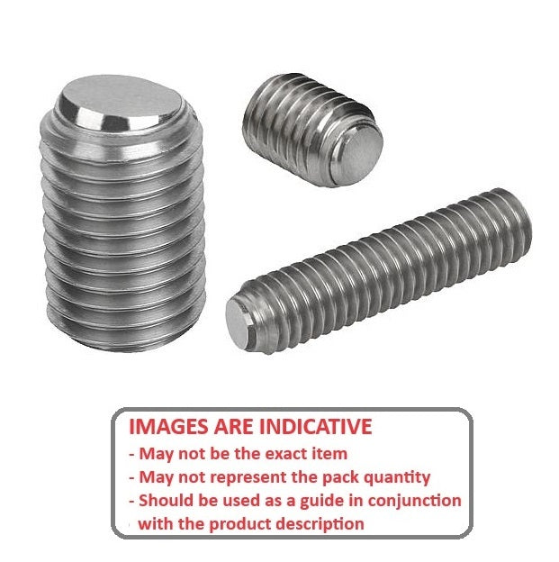 1098354 | SS120M-0392-S4-S440-FB --- Flat Tip Aligning Socket Set Screws - M12 - 12x1.75mm - 39.2 mm - Aligning Flat Tip - 304 Stainless Steel with 440C Stainless HRC 50-55 tip Screw