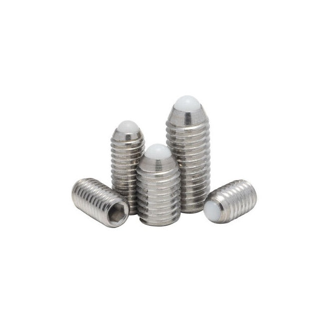 1079487 | SS080M-0112-S4-PO-RB --- Rolling Ball Tip Socket Set Screws - M8 - 8x1.25mm - 9.8 mm  - 304 Stainless Steel with Polyacetal tip Screw