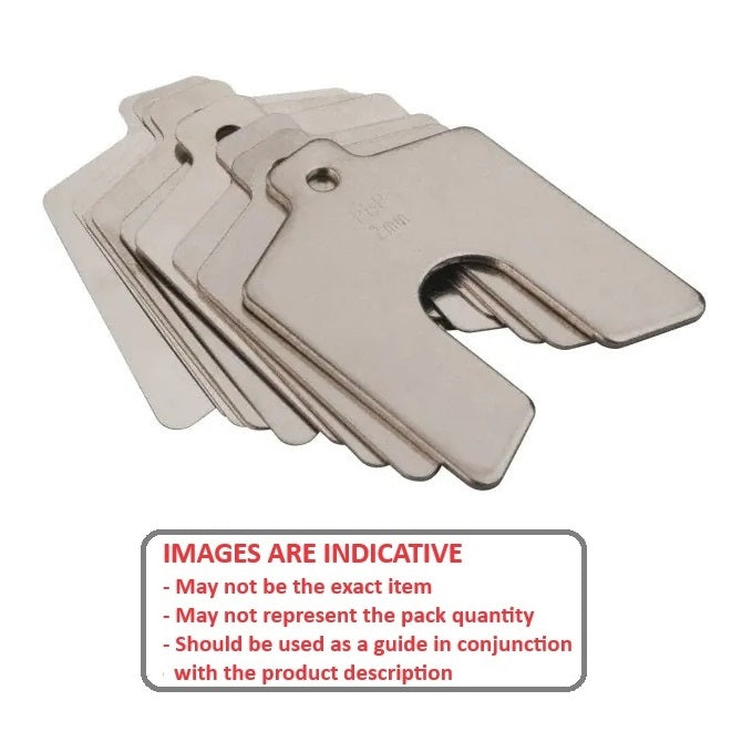 1000958 | SHMPS-42265 (5 Pcs) --- Slotted Shims - Thickness 0.125 inch 0.625 - 2 inch x 2 inch Imperial Sizes - Carbon Steel Shim