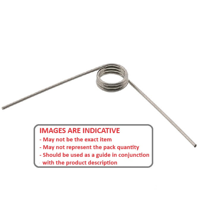 1042771 | TS-028R-127-030-180-S2 --- Torsion Springs - 2.77x12.7x0.3 mm Right Hand Wound - Stainless Steel 302/304 Similar to A2, 18-8 Spring