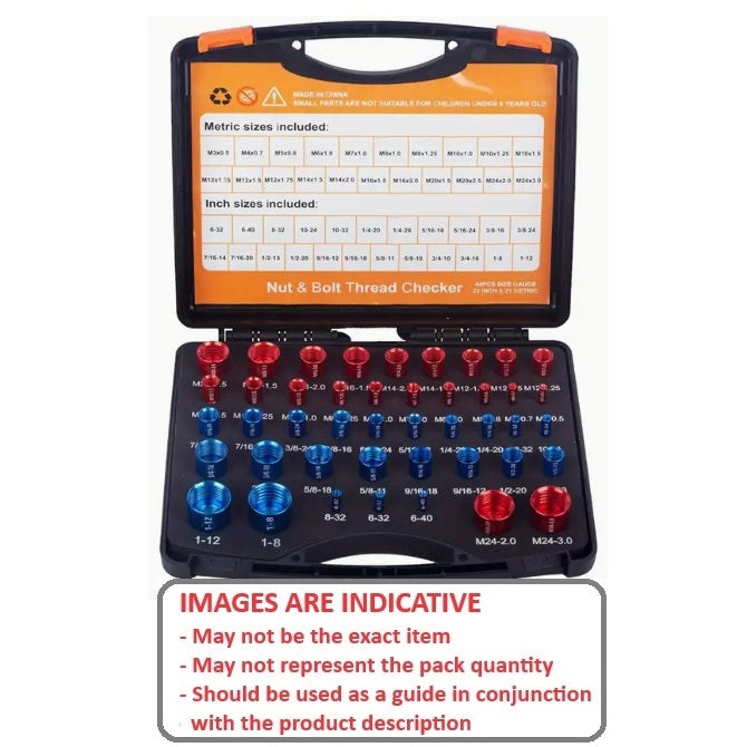1226178 | TL-THRG-MI-KIT-44 --- Thread Gauge Tools - Thread Checking Set 44 Male and Female Threads - Imperial and Metric - In a plastic carry box - Aluminium