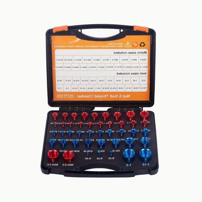 1226178 | TL-THRG-MI-KIT-44 --- Thread Gauge Tools - Thread Checking Set 44 Male and Female Threads - Imperial and Metric - In a plastic carry box - Aluminium