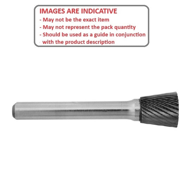 1225099 | GAR73090RS --- Rotary Files Tools - Type Inverted Cone - 10 deg - 6.35 - 6.35 Standard Cut - Carbon Steel File