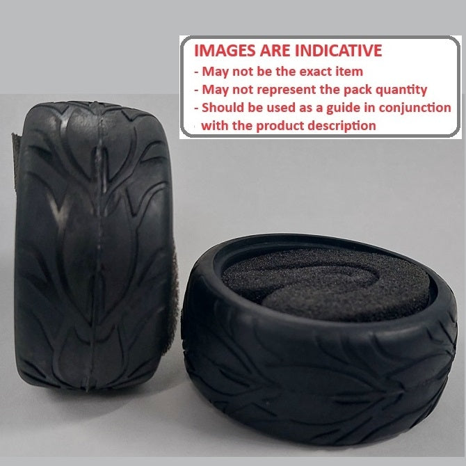 1226386 | TY-XR-063-26-FL (2 Pcs) --- RC Car Tyres Hobby - Type Flame Pattern 63x26 mm Tenth Scale - Natural Rubber Tyre