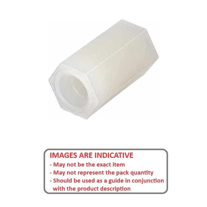 1045517 | SHX-T-030M-015-006-NY-PK025 (25 Pcs) --- Threaded Spacers - M3 - 3x0.5mm - 15x6 mm Hex - Nylon Polyamide 6/6 Spacer