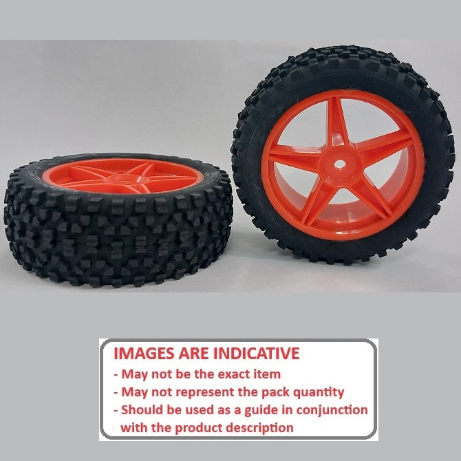 1074597 | WH-8O-085-34-FO-5 (2 Pcs) --- RC Car Wheels Hobby - Rim Colour Fluoro Orange 5 Spoke - Black Tenth Scale - Plastic Wheel