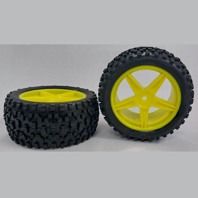RC Car Wheels Hobby - Rim Colour Yellow 5 Spoke - Black - Plastic