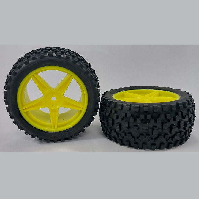 1138202 | WH-8O-112-43-Y-5 (2 Pcs) --- RC Car Wheels Hobby - Rim Colour Yellow 5 Spoke - Black Eighth Scale - Plastic Wheel